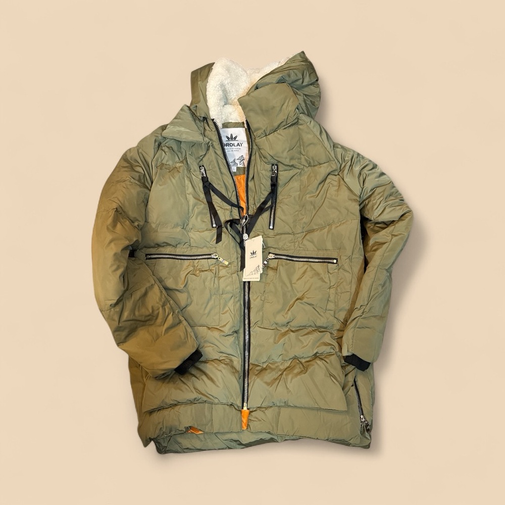 Olive Green Hooded Puffer Jacket